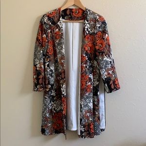 3/4 length floral suit jacket